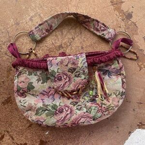 retro 90s style embroidered floral purse